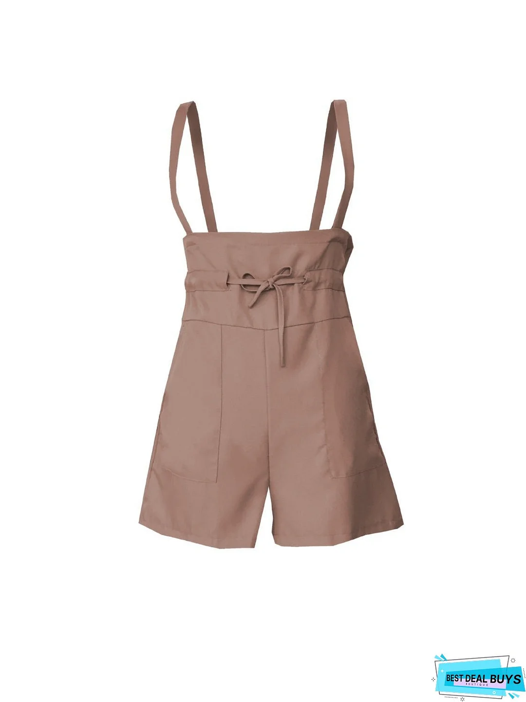 Drawstring Wide Strap Overalls with Pockets