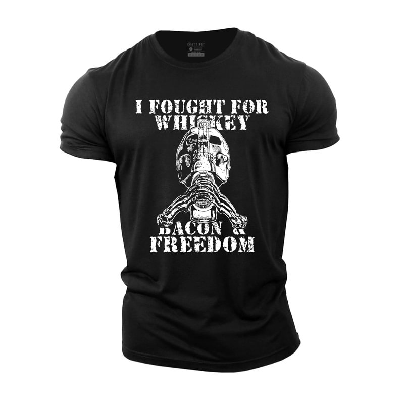 Cotton I Fought For Whiskey Graphic Men's T-shirts tacday