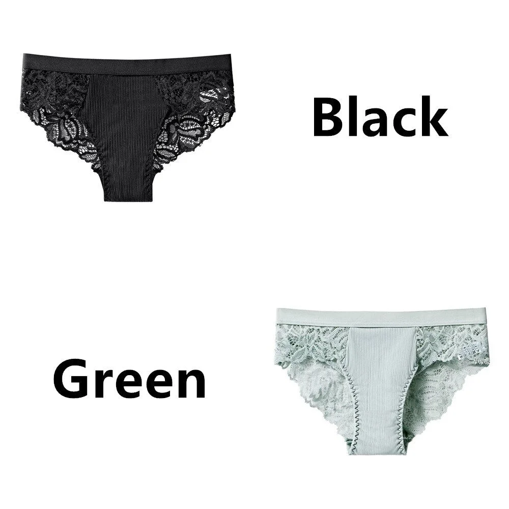 2Pcs/Lot Women's Invisible Underwear Panties Intimate Briefs For Women Sexy Transparent Floral Lace Panties Seamless Panty New