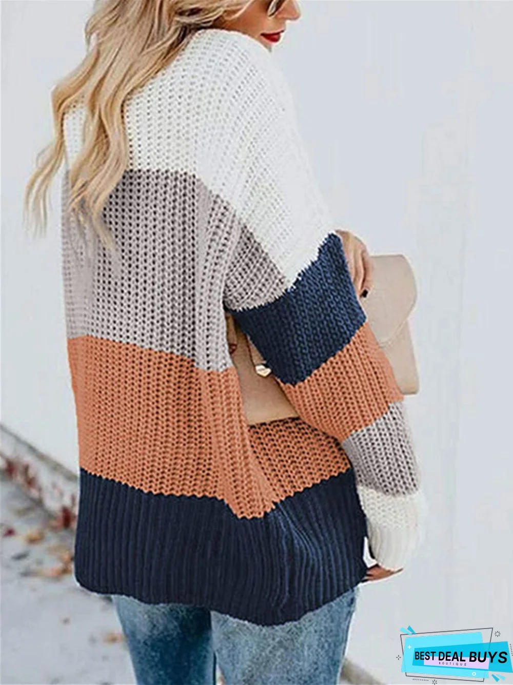 Loose Size Striped Pullover Knitted Sweater