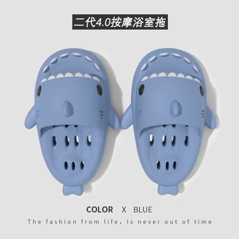 Man Women Cartoon Shark Slipper Bathroom Adult Couples Non Slip Thick Sole Hollow Out Slippers Indoor Home Funny Slides Sandals