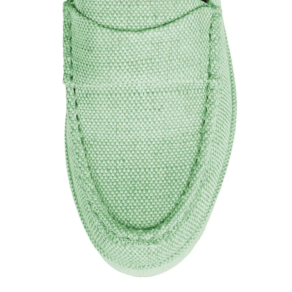 Round Toe Platform Wedge Heel Loafer Shoes Women in Light Green