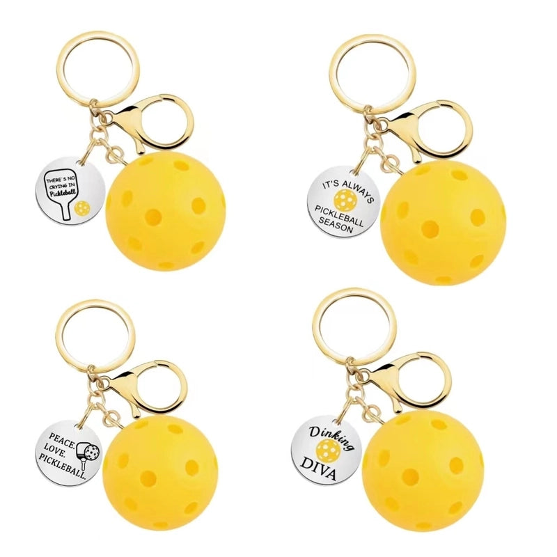 Minimalist Pickleball Stainless Steel Unisex Bag Pendant Keychain