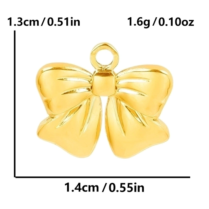5 Pieces 28*20mm 28*42mm 33*29mm 304 Stainless Steel 18K Gold Plated Bow Knot Polished Pendant