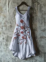 Vintage Celtic Knot With Cherry Blossoms Pattern Linen Tank Dress - Image 5