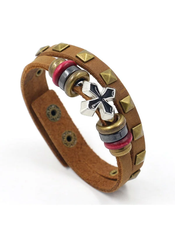 Cross Leather Bracelet