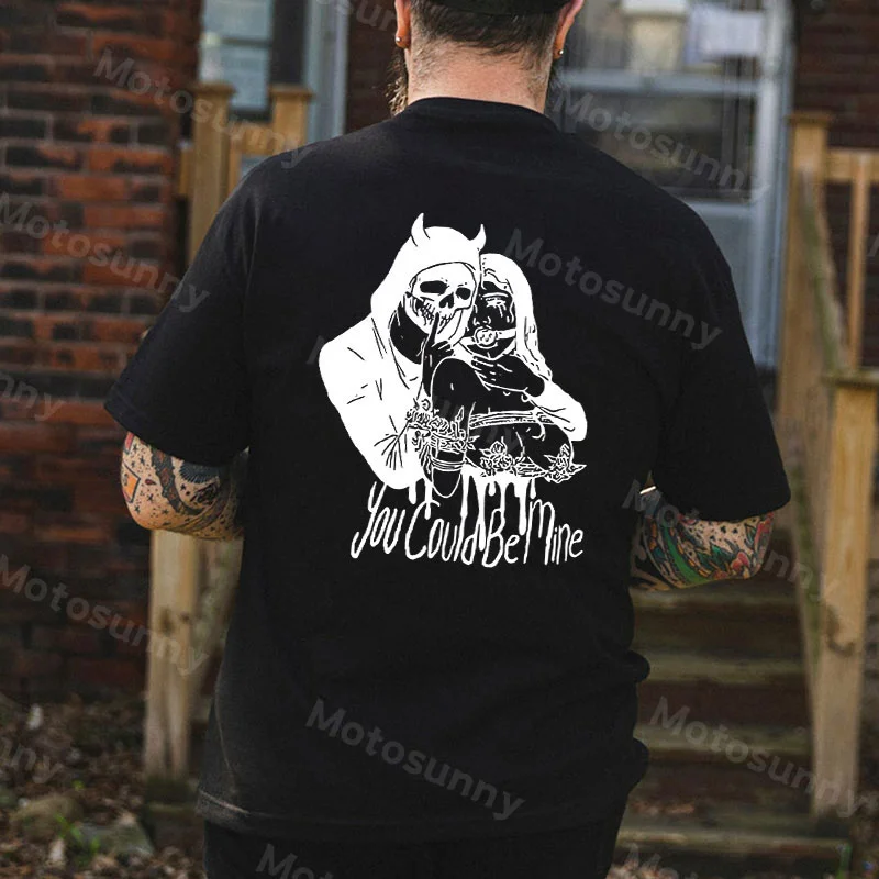 YOU COULD BE MINE Skull Capture Lady Black Print T-shirt