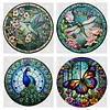 (US Only)4pcs Full Embroidery Cotton Thread 18CT Print Stained Glass Cross Stitch 20x20cm