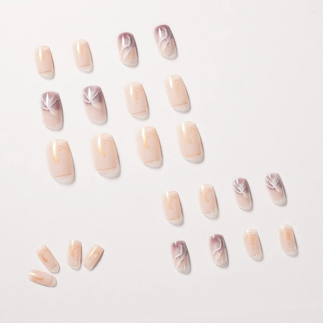 24pcs temperament Fake Nails Full cover Fake Nails Glue DIY Manicure Nail Art Tools-Nail Inspo