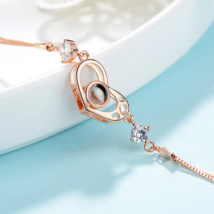 Custom Color Photo  Love Heart Projection Bracelet