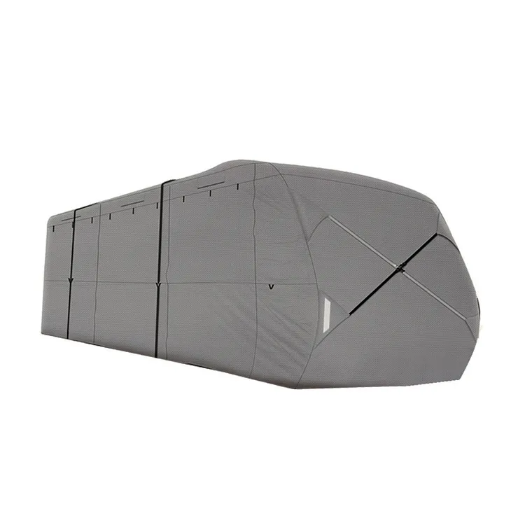 Silscvtt Travel RV Cover Windproof Thick 4 Layers 27-30 Foot Camper Cover Grey with Accessories