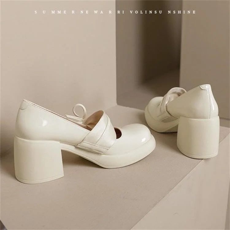 Churchf Churchf Women 2024 Spring And Autumn New British Wind Mary Jane Women's Shoes Bow Thick With Gentle Shallow Single Shoes Women