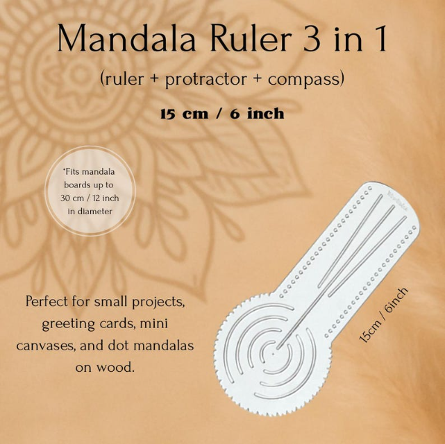 Mandala WOW Ruler 3-in-1 Compass + Protractor + Ruler