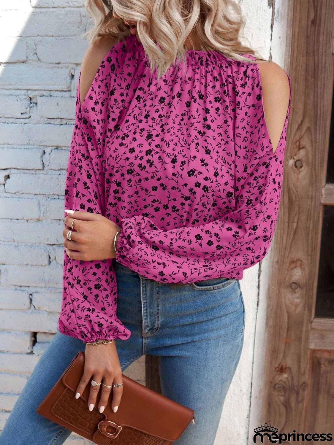 Floral Cold-Shoulder Blouse