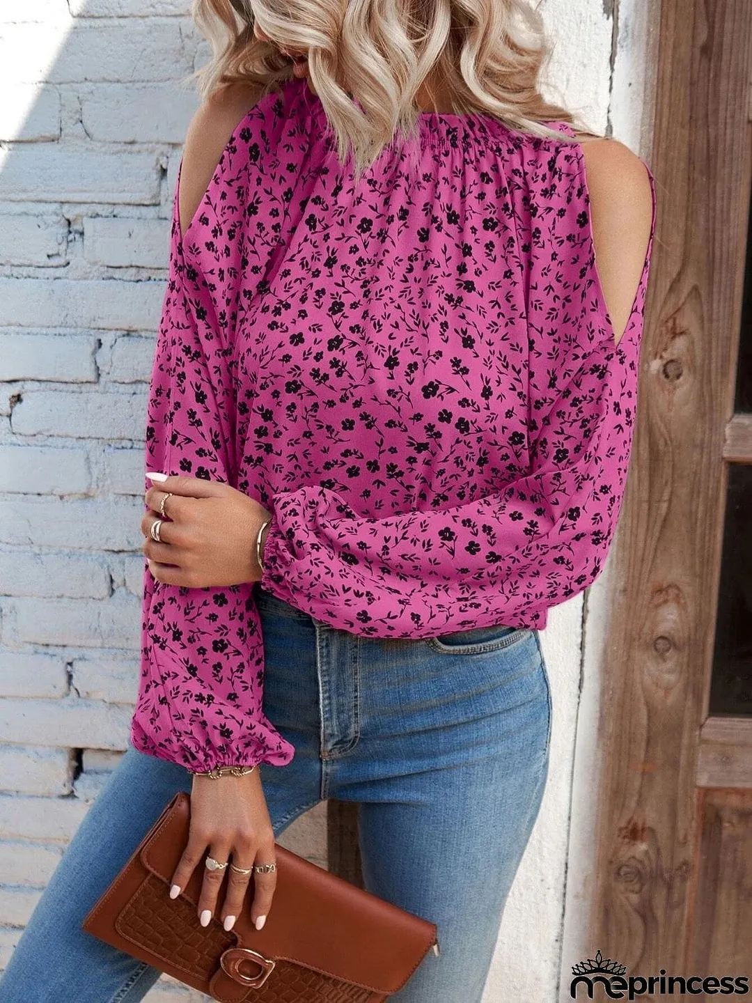 Floral Cold-Shoulder Blouse