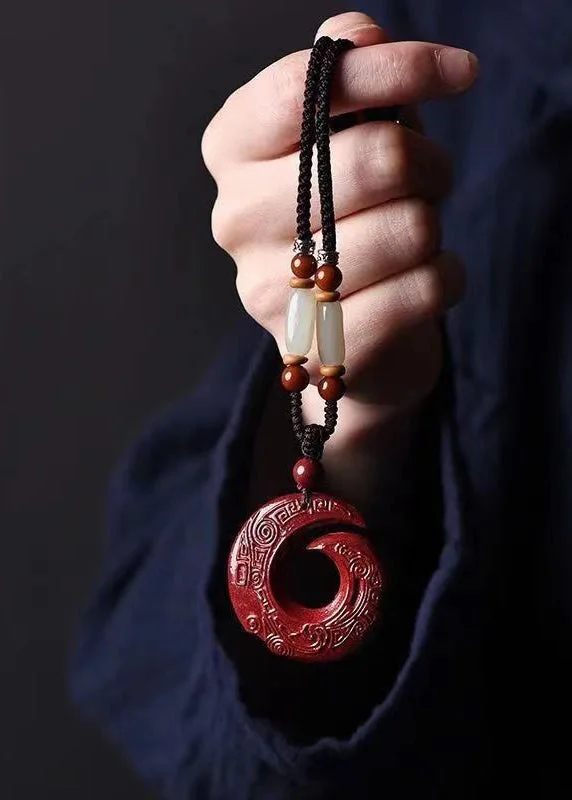Natural Cinnabar Wealth Attracting Pendant Necklace