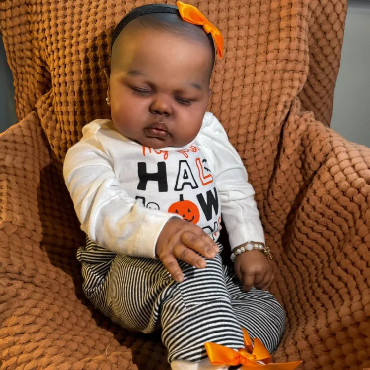  [New] 20" Sleeping Reborn Girl Cute Truly Handmade Reborn African American Doll Serrya with Heatbeat Coos and Breath - Reborndollsshop®-Reborndollsshop®