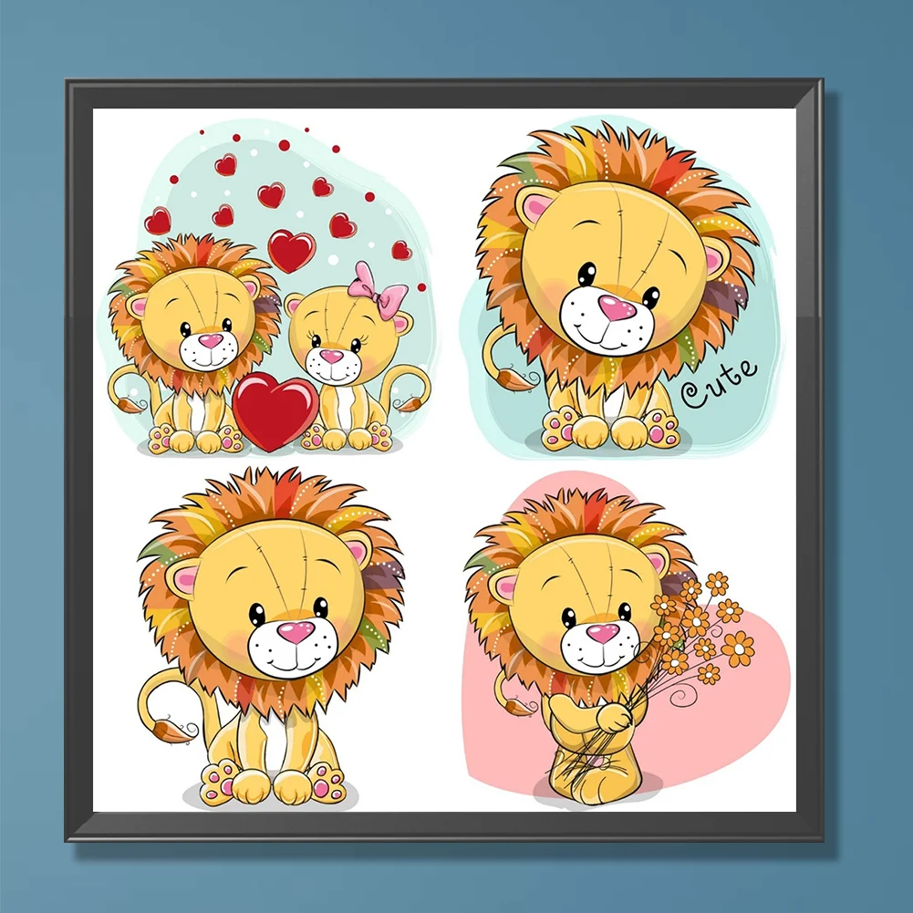 Full Round Diamond Painting 30*30cm - Cartoon Little Lion