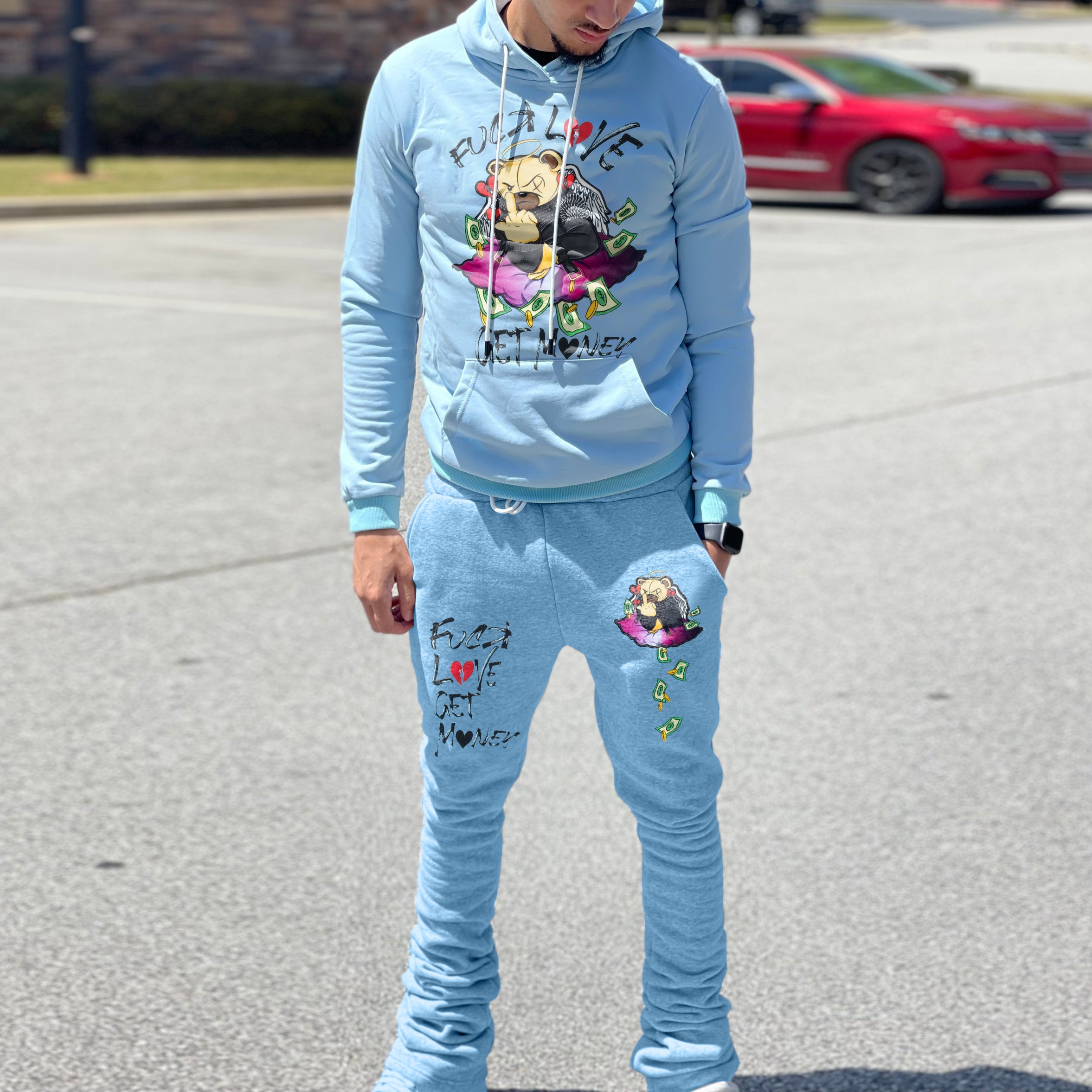 Fashion Preppy Print Long Sleeve Hoodie Set