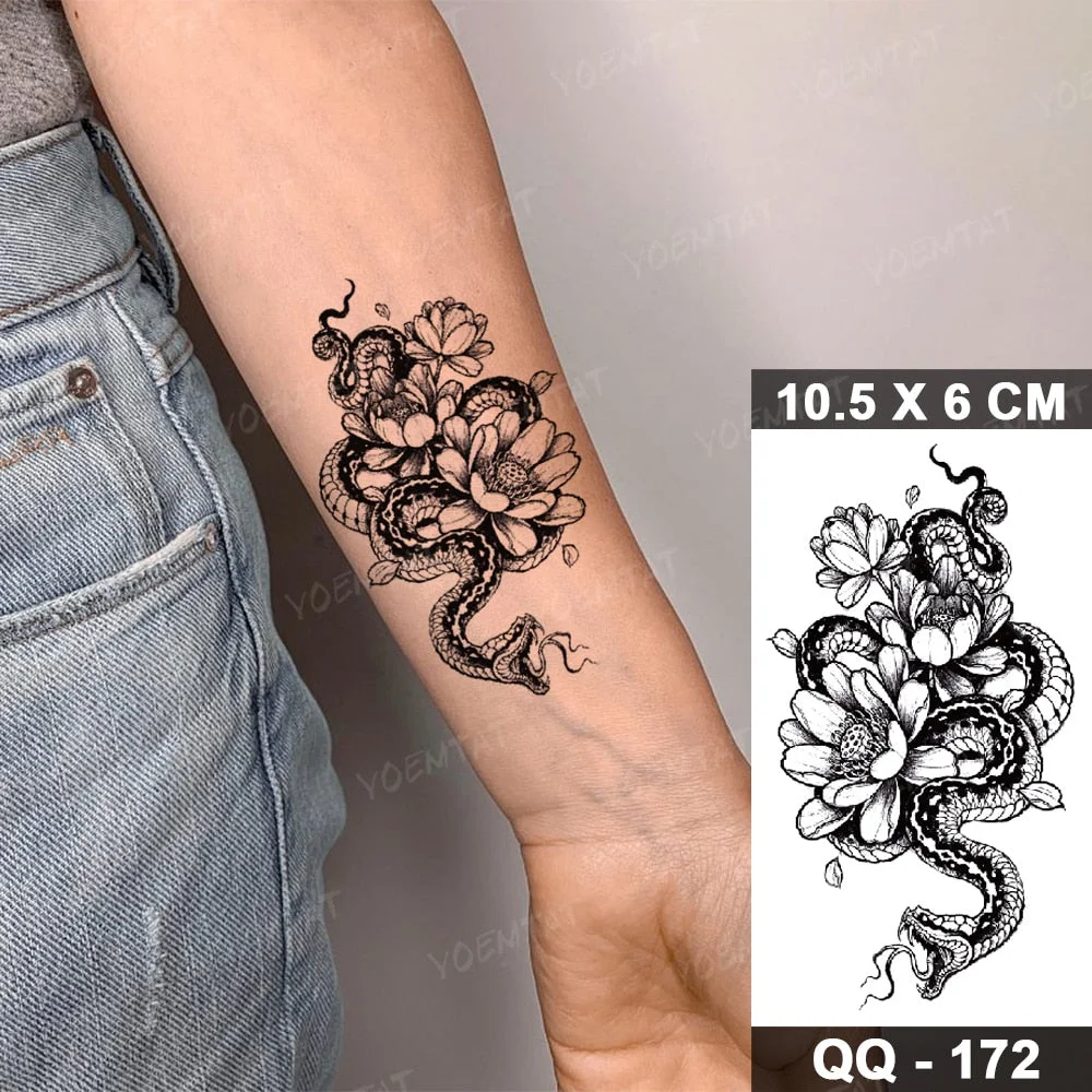 Transfer Temporary Tattoo Stickers Butterfly Flower Realistic Sexy Flash Tatoo Women Men Arm Waist Line Body Art Fake Tatto Cool