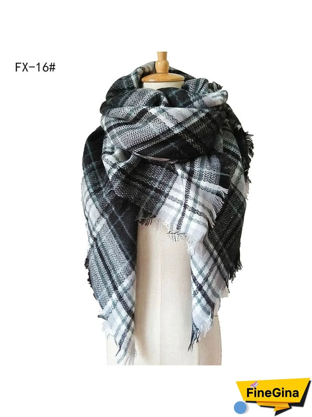 Imitation Cashmere Oversized Double-Sided Colorful Plaid Square Scarf