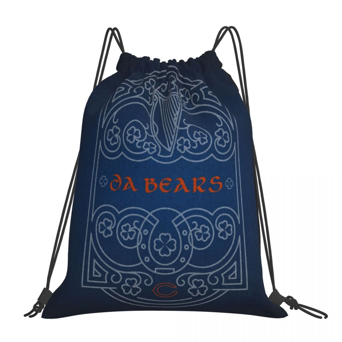 Chicago Bears Irish Stamp Blue Foldable Sports Gym Drawstring Bag