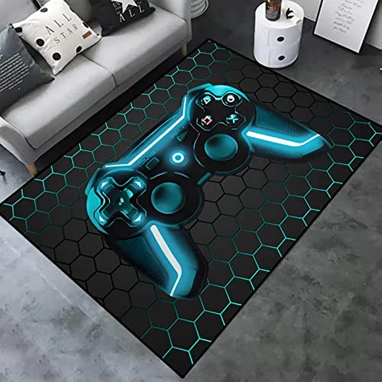 Large Video Gaming Carpets for Living Room Home Decor Controller Gamer Area Rugs for Boys Playroom Bedroom Anti-Slip Floor Mat