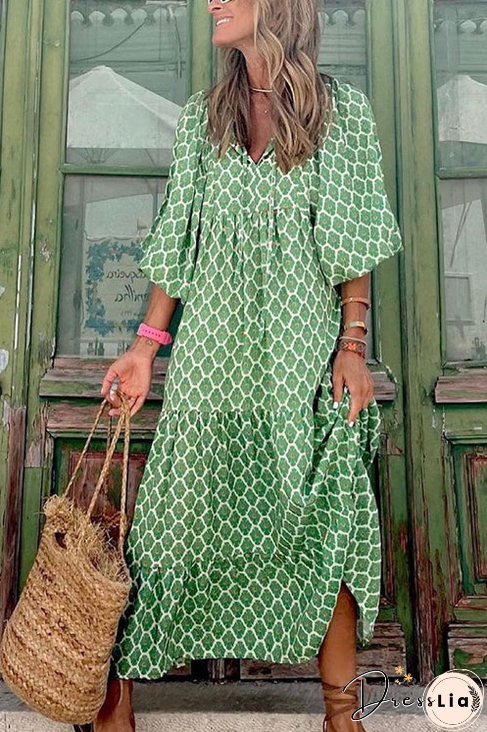 Fabulous Time Puff Sleeve Tiered Midi Dress