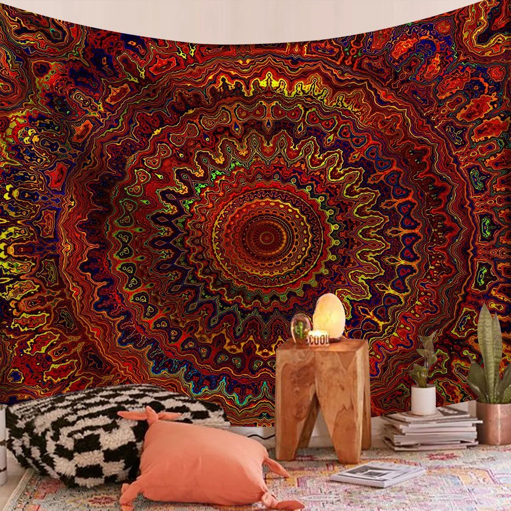 Polyester Mandala Print Tapestry Wall Hanging Carpet Throw Yoga Beach Mat Blanket Large 150*200cm Sleeping pad wall art Tapestry
