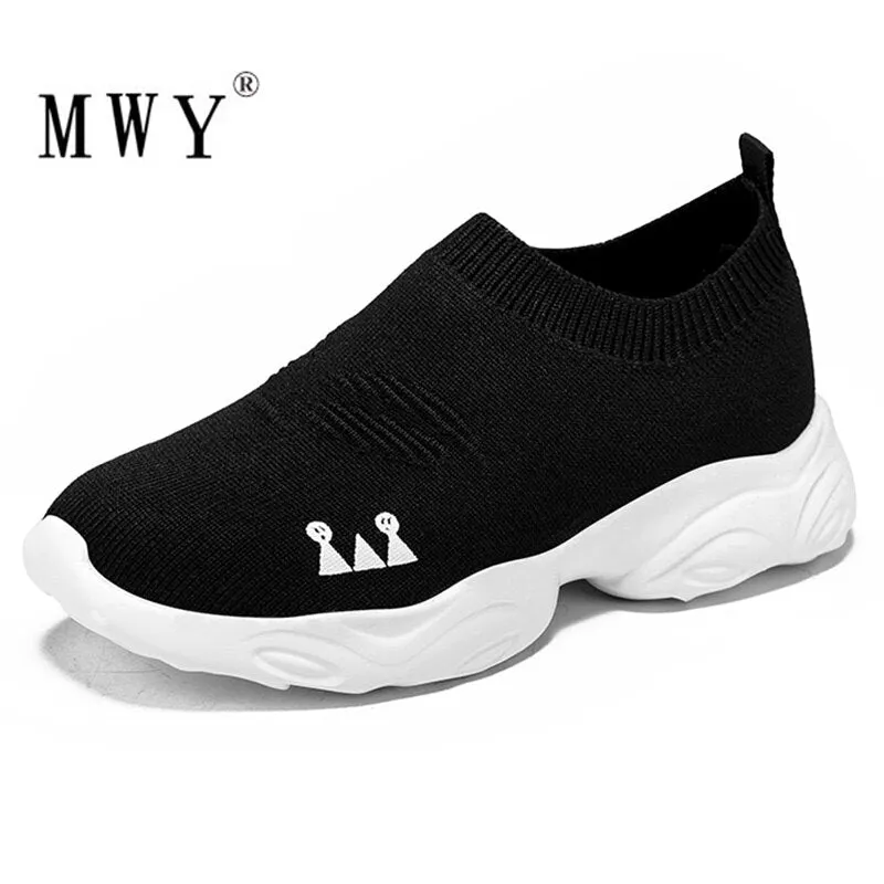 MWY Kids Shoes Baby Boys Girls Children's Casual Sneakers Breathable Soft Anti-Slip Black Sports Kids Socks Shoes Size 25-35