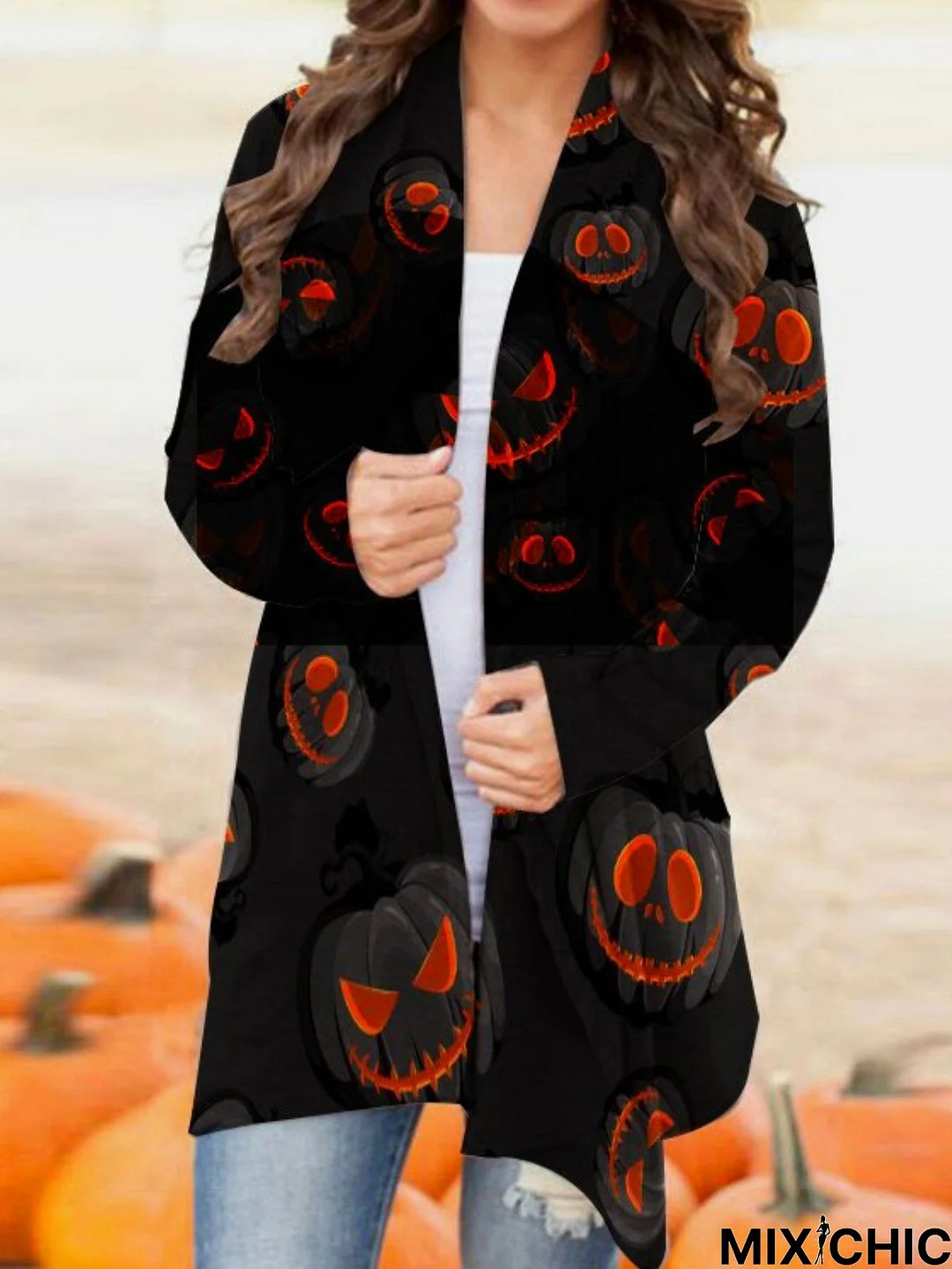 Casual Long Sleeve Printed Cardigan