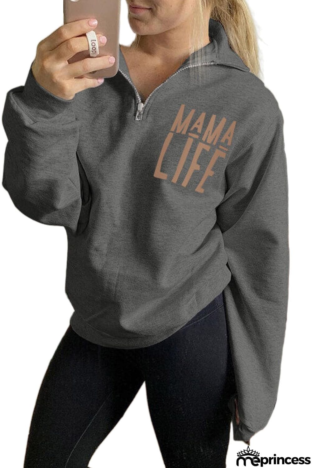 Mama Life Zipper Sweatshirt