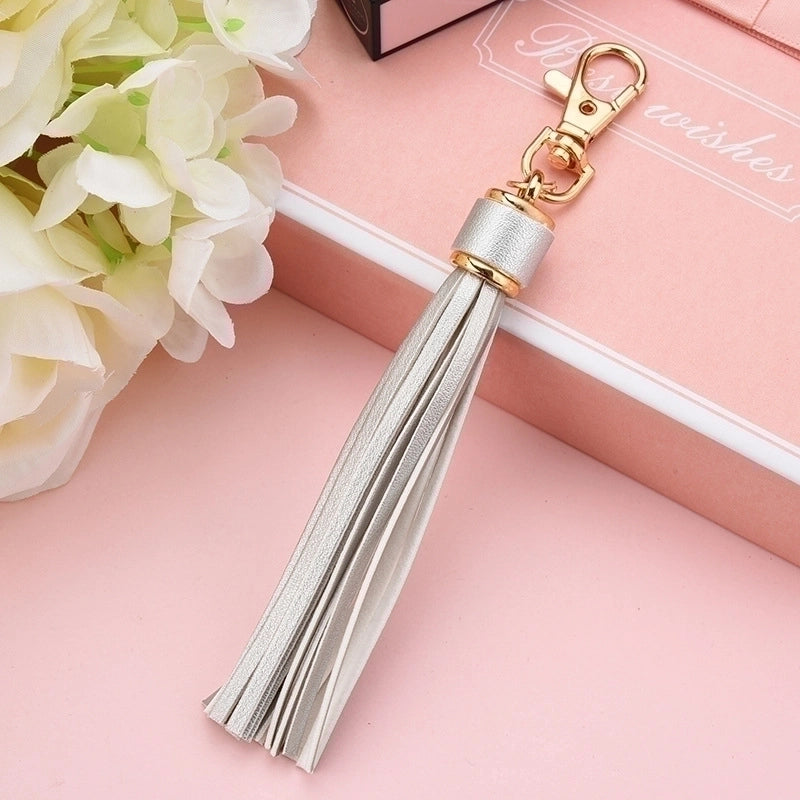 5 Pieces Fashion Tassel Pu Leather Women’S Keychain