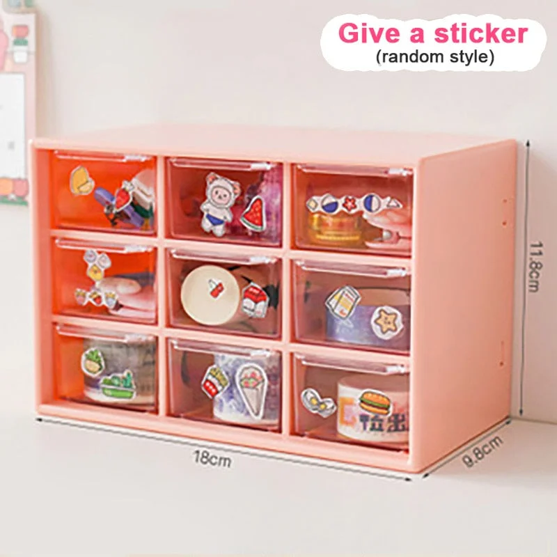 W&G New Nine-grid Storage Box Drawer Organization Transparent Cosmetic Storage Box Drawer Makeup Organizer Girl Bedroom Decor