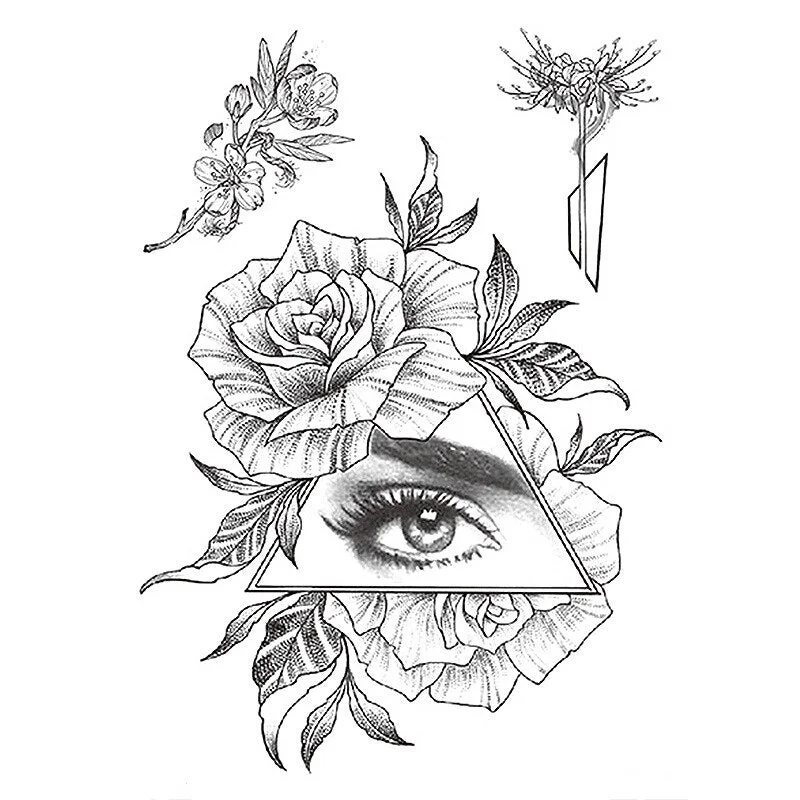 1 PC Fashion Women Girl Temporary Tattoo Sticker Black Roses Design Full Flower Arm Body Art Big Large Fake Tattoo Sticker
