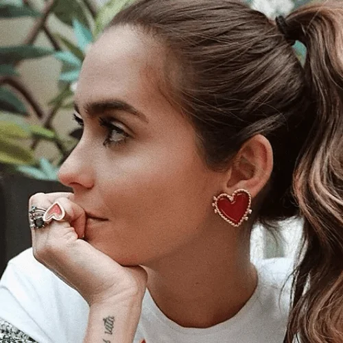 pornhint Pornhint Vintage Bohemia Big Red Heart Earrings For Women 2023 Fashion Girl Large Sweet Heart Statement Earrings Party Jewelry