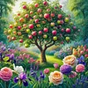 Framed Diamond Painting - Full Round Drill - Apple Tree (25x25cm)