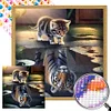 (45*45cm)Cat Reflection Tiger - Round AB Drill Diamond Painting