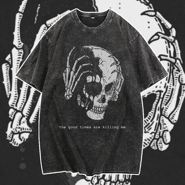 Davidhawaii100% Cotton Casual Vintage Comfort Skull Street Tee - 100% Cotton