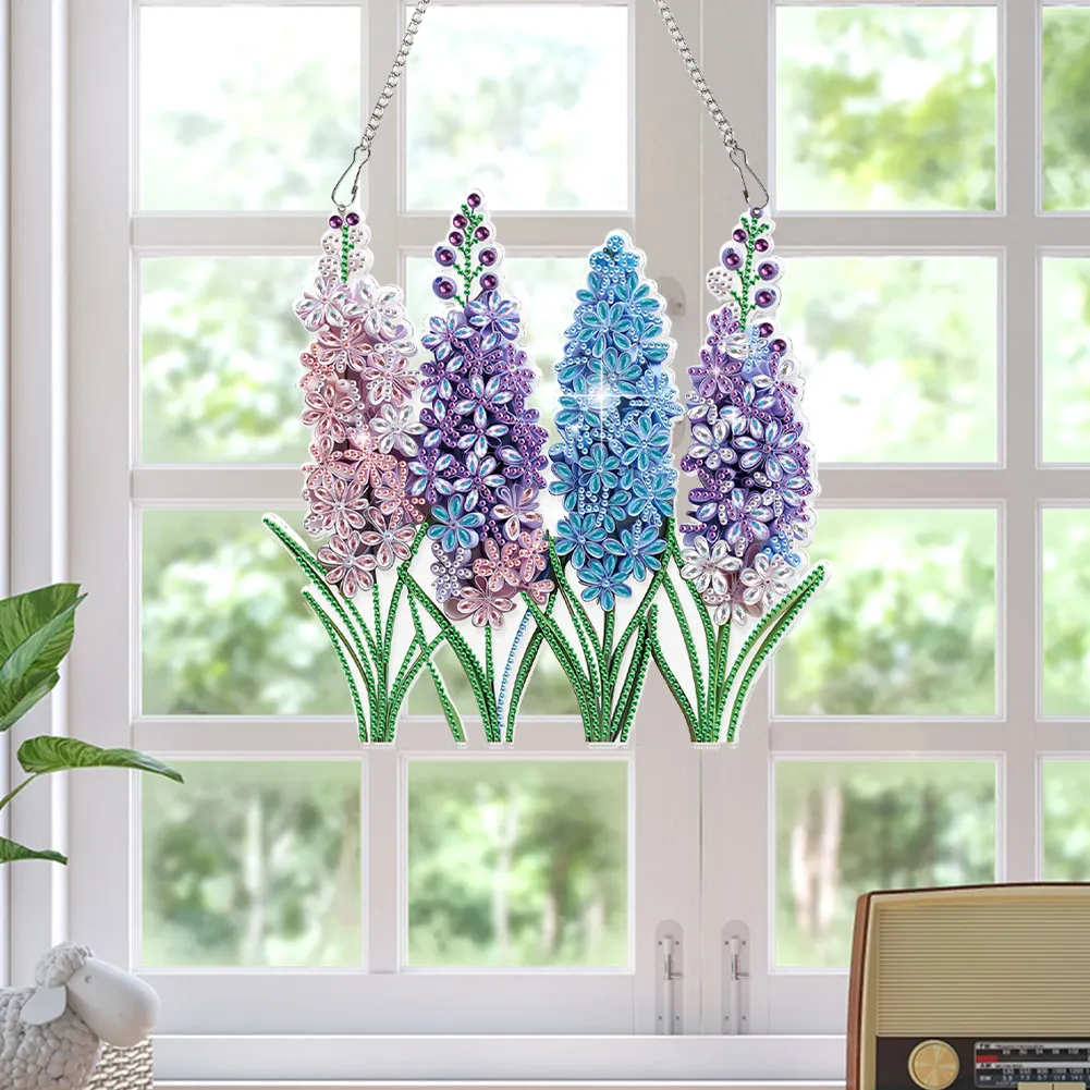 Lavender 2D Flat DIY Hanging Diamond Art Kits Window Hanging Art for Home Decor