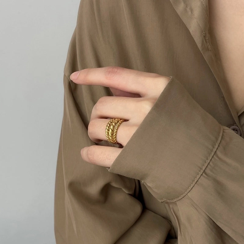 Minimalist Geometric Titanium Steel Plating Open Ring