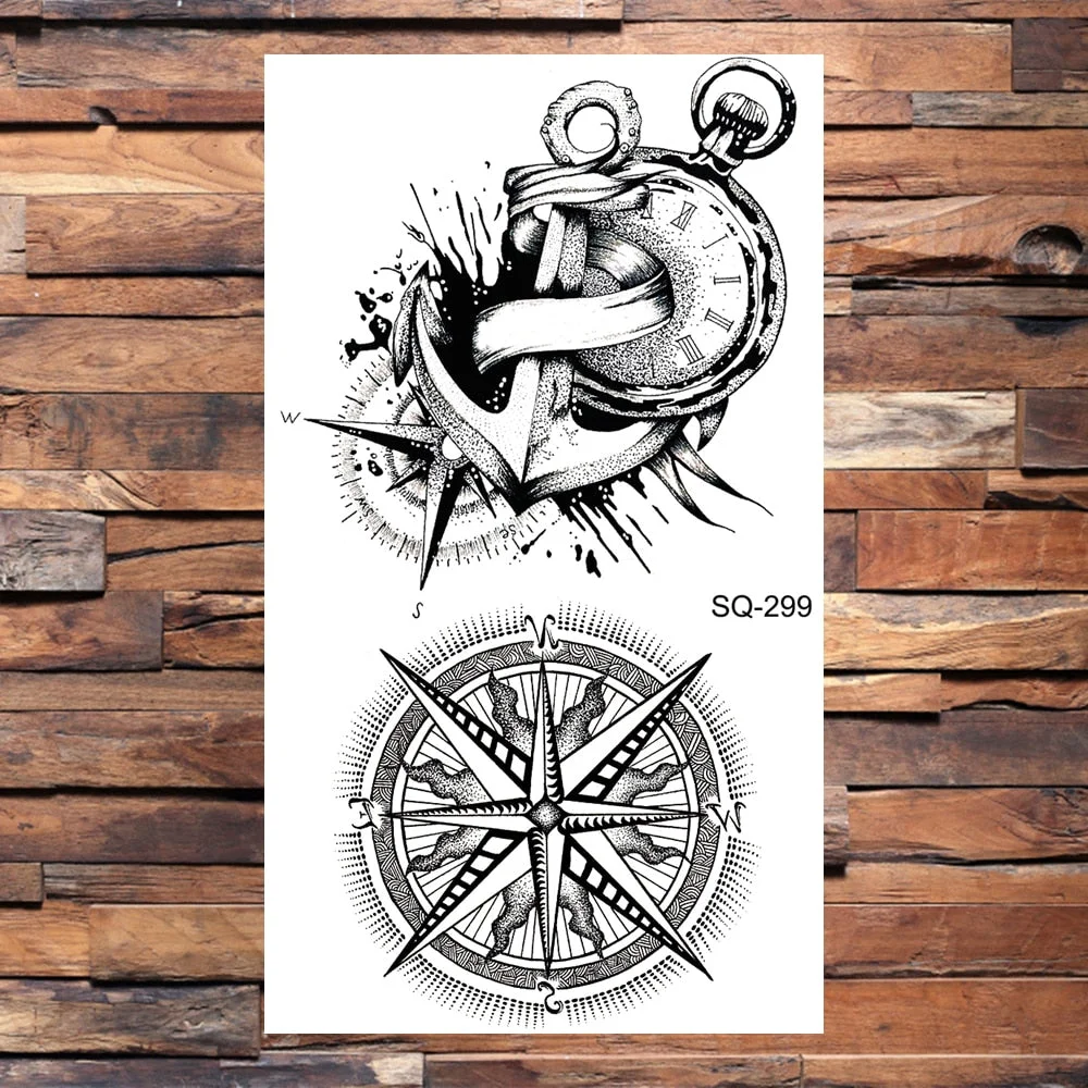 Small Forest Pine Tree Temporary Tattoos For Women Men Realistic Whale Mountain Sea Wave Fake Tattoo Sticker Arm Body Tatoos