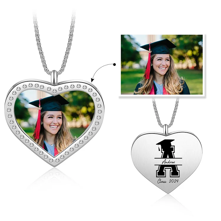 2024 Graduation Gift-Personalized Love Necklace Customized Photo,letter,Year and Name Necklace Gift for Her/Him