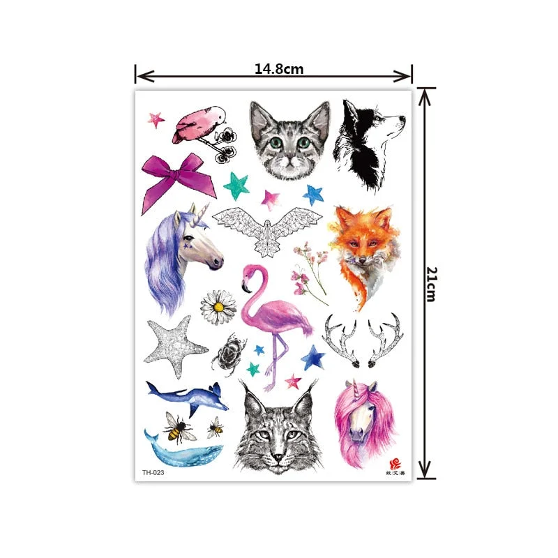 New style tattoo stickers anti-real big picture waterproof sweat flower arm tattoo stickers sika deer parrot tattoo stickers
