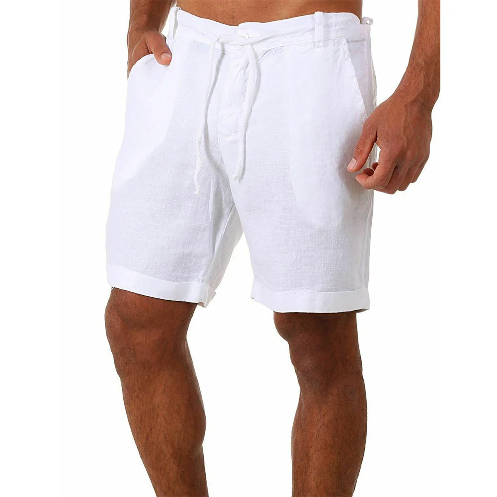 Smiledeer Casual lace-up shorts in solid color cotton and linen