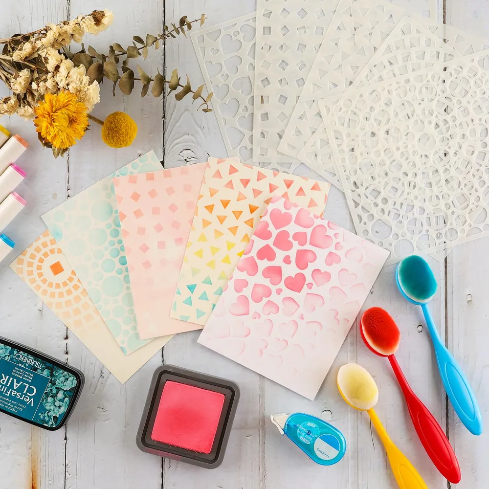 Nigikala Bubbles Texture Irregular Plastic Stencils Set for DIY Card ...