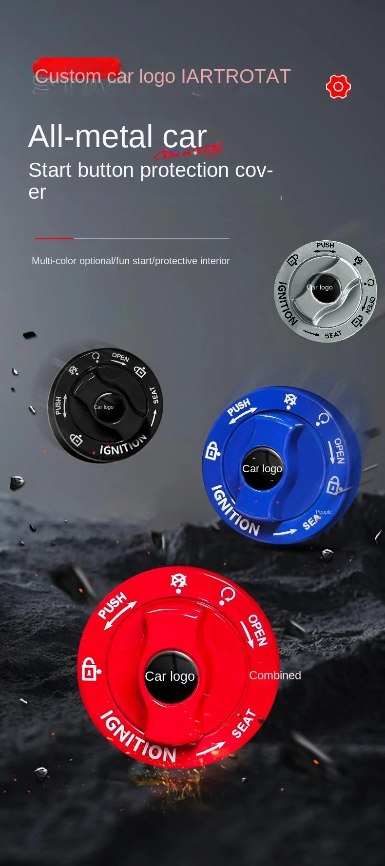 Car one-touch start metal button