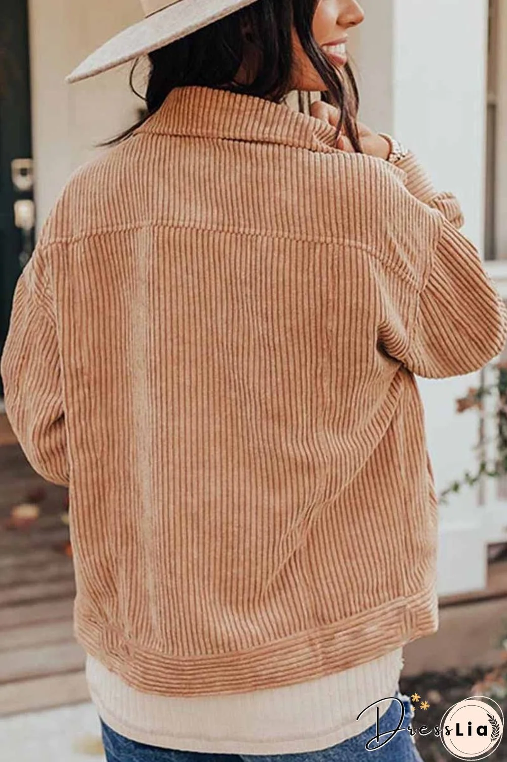 Loose Cardigan Corduroy Tops