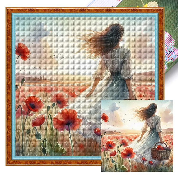 Girl'S Back In The Wind (50*50cm) 11CT Stamped Cross Stitch gbfke