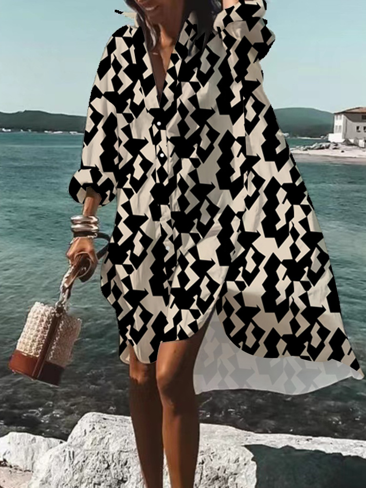 Mature Women Fashion Plus Size Shirt Dress